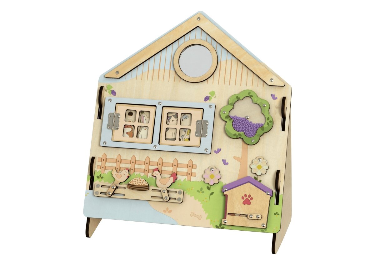 All-in-One Wooden Activity Board – Fine Motor & Logic Skills - Tiny Tugz™