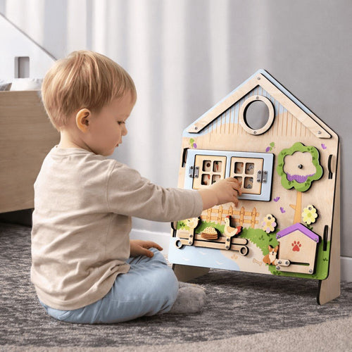 All-in-One Wooden Activity Board – Fine Motor & Logic Skills - Tiny Tugz™