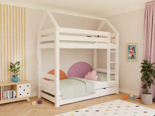 ALPY House Bunk Bed 90x200 with Ladder - Solid Pine - Splits into 2 Beds - Tiny Tugz™