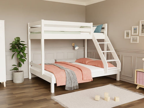 ARARAT Triple Bunk Bed for Kids - Solid Pine - Wider Lower Bed - Tiny Tugz™