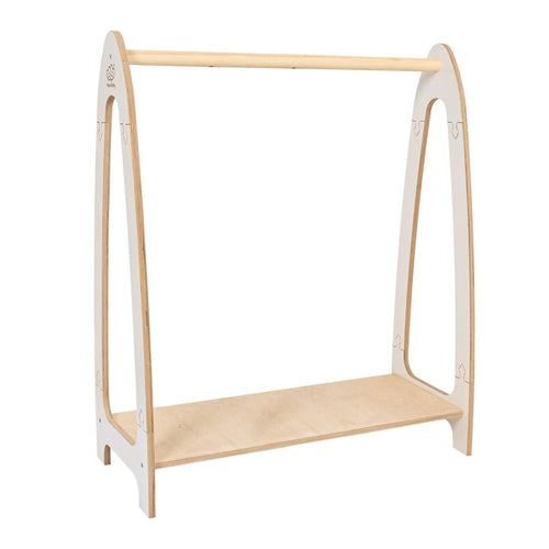 Arched Clothing Rack for Kids - Wooden, with Shoe Shelf, Large (White) - Tiny Tugz™