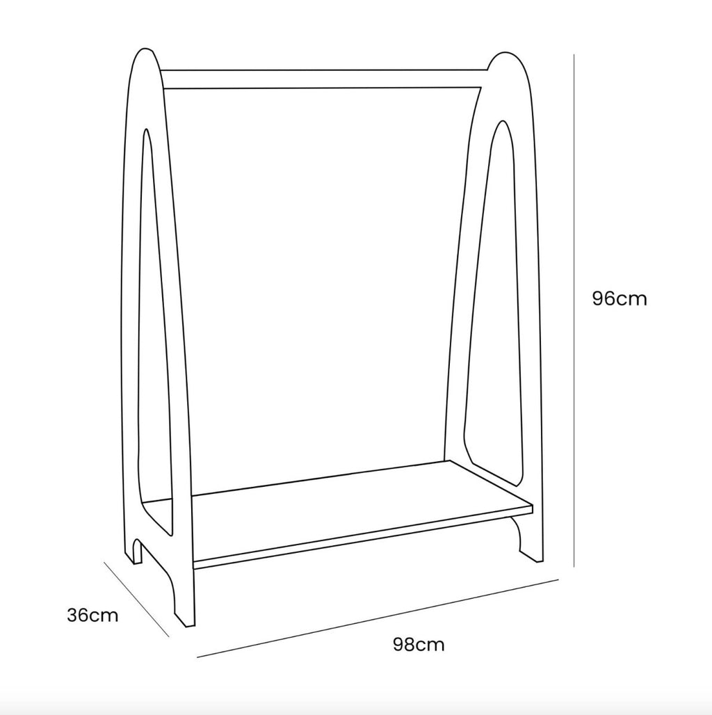 Arched Clothing Rack for Kids - Wooden, with Shoe Shelf, Large (White) - Tiny Tugz™