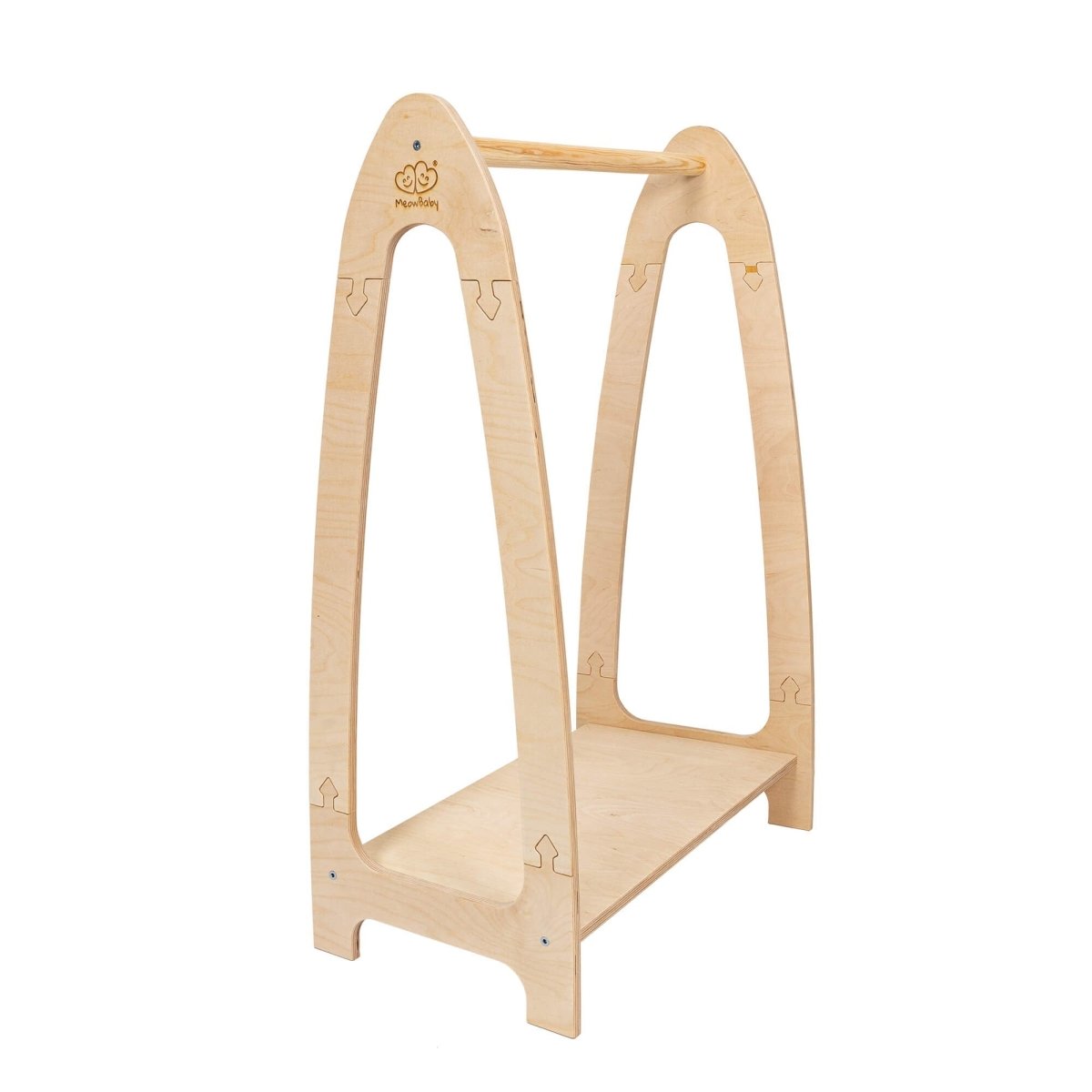 Arched Clothing Rack for Kids - Wooden, with Shoe Shelf, Small (Natural Wood) - Tiny Tugz™