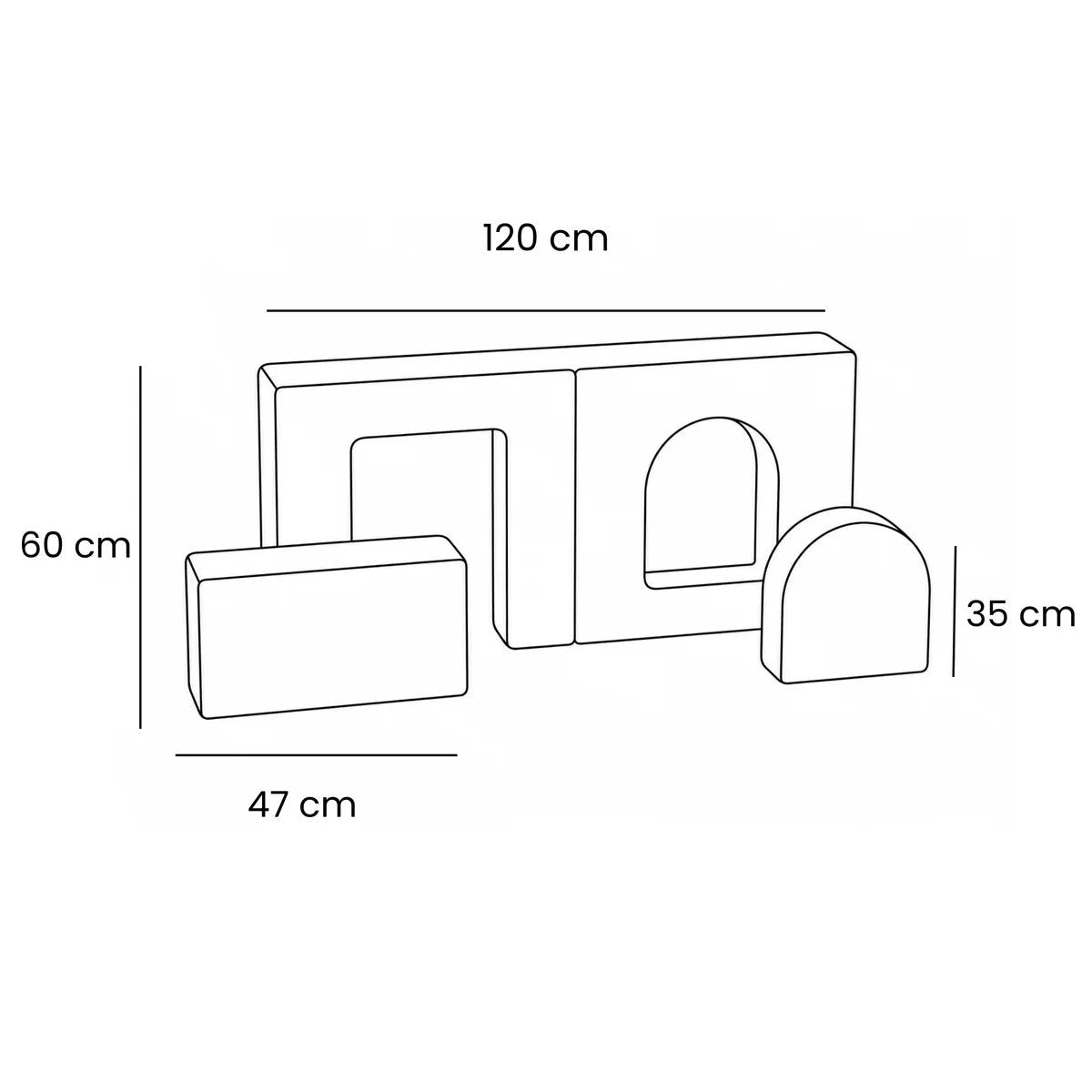 Archway Add-on for Kids Play Sofa, 4 Pieces - Slimcord Corduroy (Taupe) - Tiny Tugz™