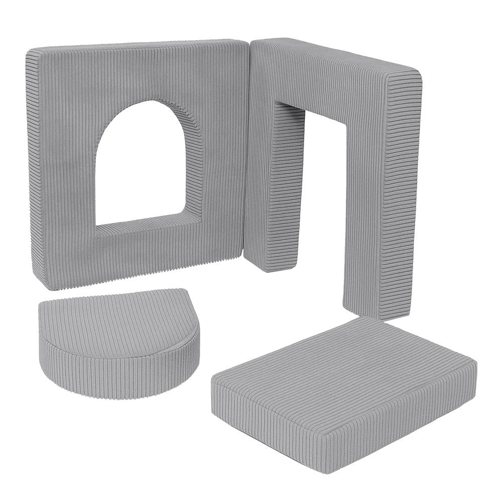 Archway Add-on for Kids Play Sofa, 4 Pieces - Velvet Corduroy, for 160 cm Sofas (Grey) - Tiny Tugz™
