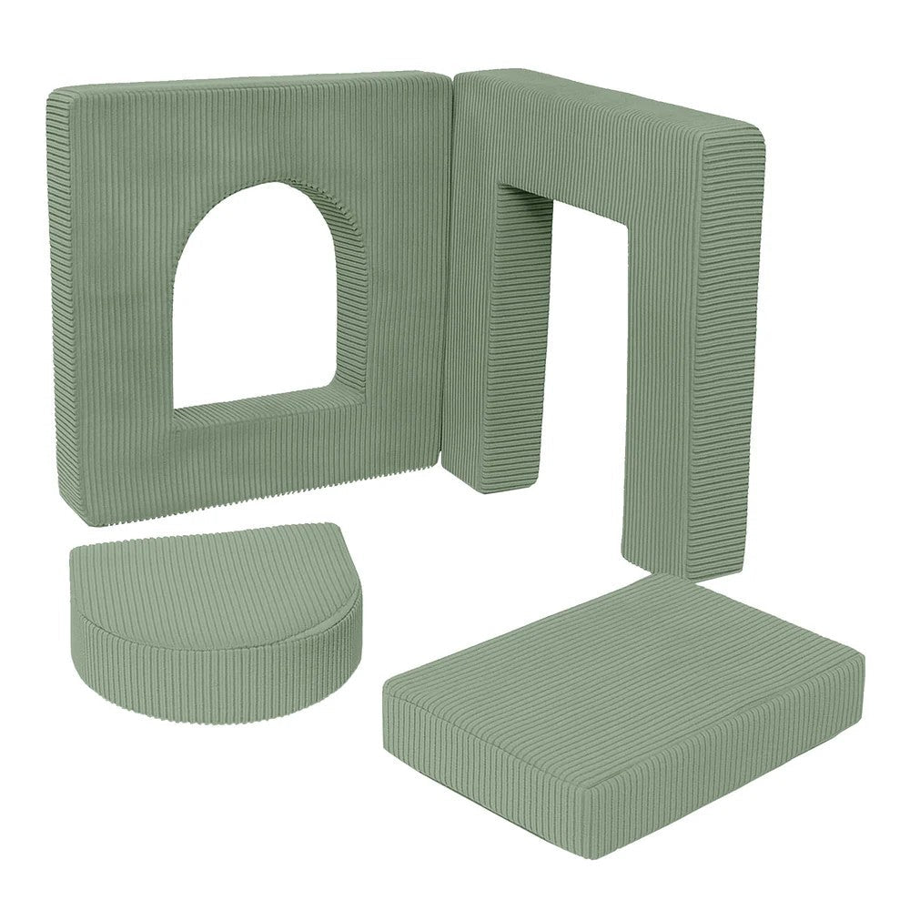 Archway Add-on for Kids Play Sofa, 4 Pieces - Velvet Corduroy, for 160 cm Sofas (Olive Green) - Tiny Tugz™