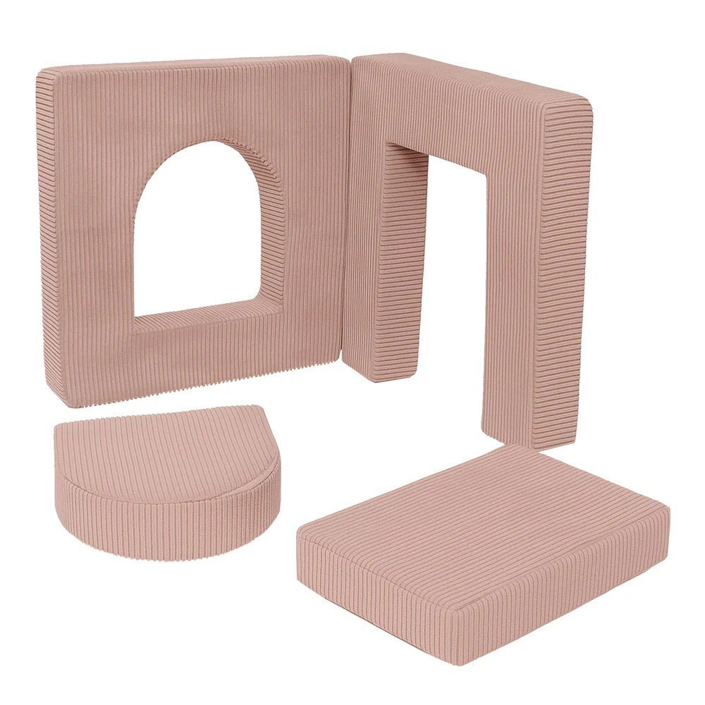 Archway Add-on for Kids Play Sofa, 4 Pieces - Velvet Corduroy, for 160 cm Sofas (Pink) - Tiny Tugz™