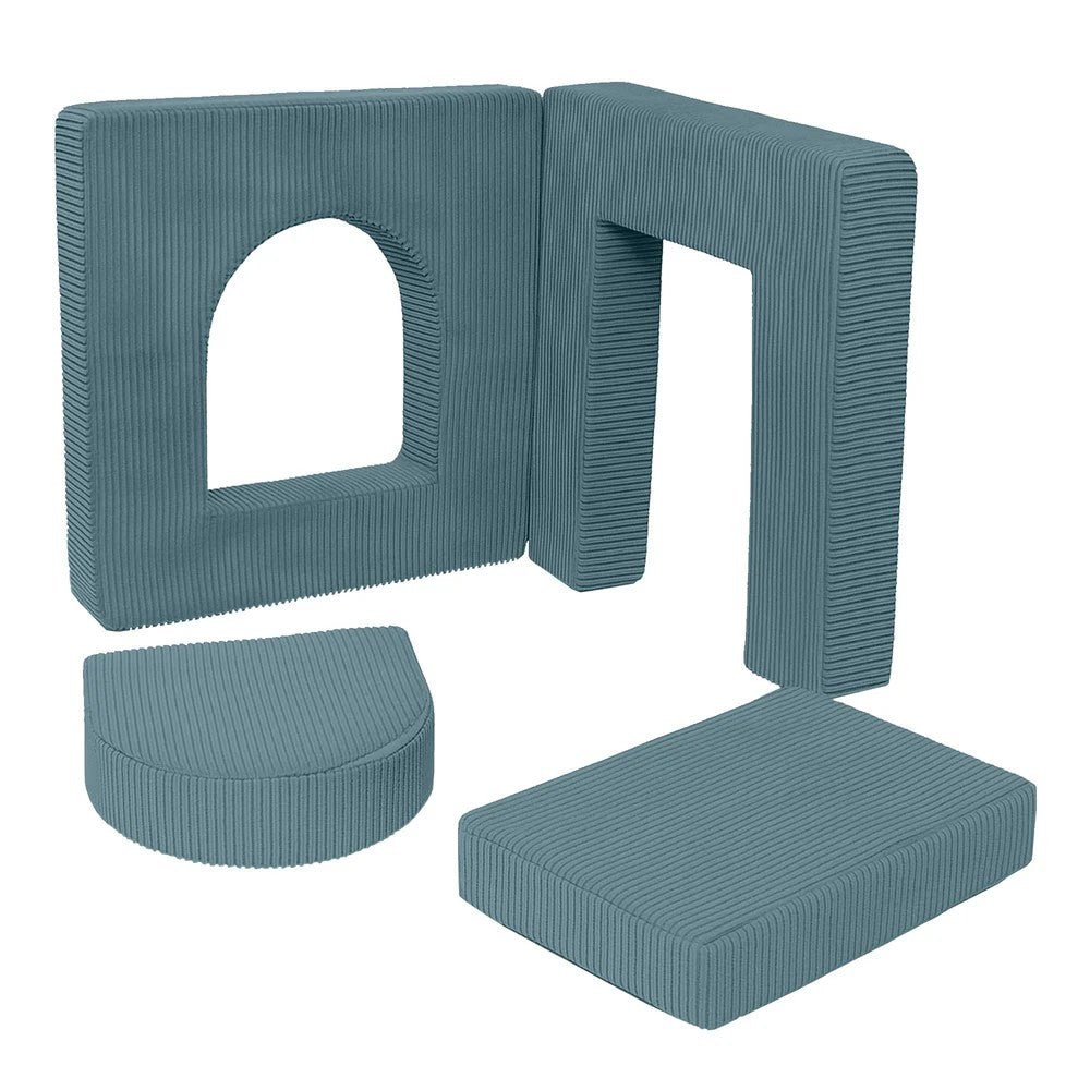 Archway Add-on for Kids Play Sofa, 4 Pieces - Velvet Corduroy, for 160 cm Sofas (Turquoise) - Tiny Tugz™