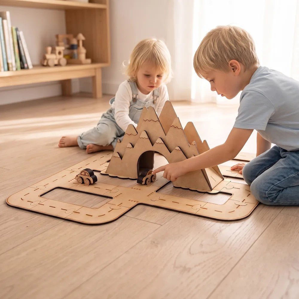 Around the Mountain - Colour-Your-Own Wooden Road Play Set - Tiny Tugz™