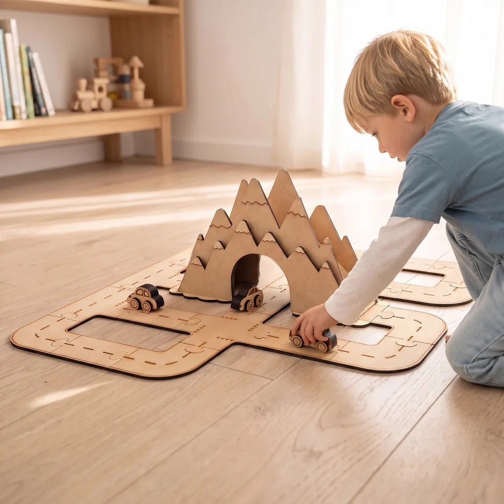 Around the Mountain - Colour-Your-Own Wooden Road Play Set - Tiny Tugz™