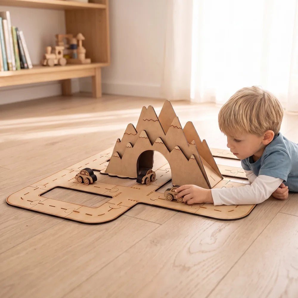 Around the Mountain - Colour-Your-Own Wooden Road Play Set - Tiny Tugz™