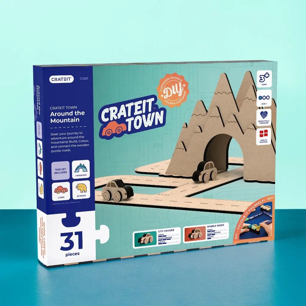 Around the Mountain - Colour-Your-Own Wooden Road Play Set - Tiny Tugz™