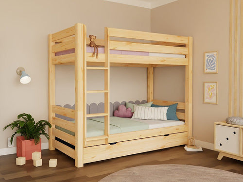ATLAS Kids' Bunk Bed 90x200 - Solid Pine - Splits into 2 Beds - Tiny Tugz™