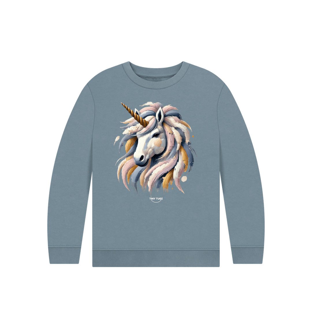 Stone Blue Printed Kids Jumper