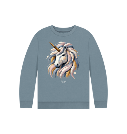 Stone Blue Printed Kids Jumper