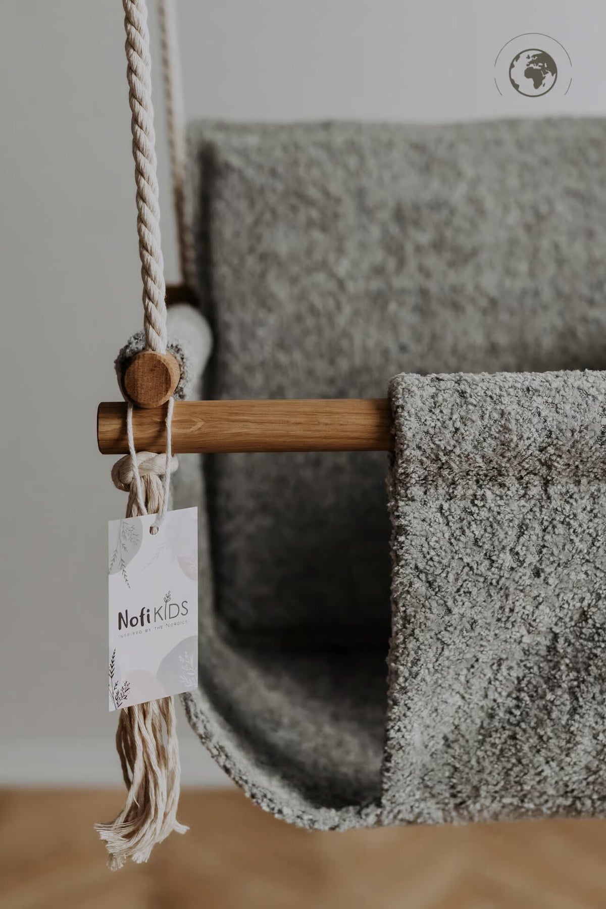 BaBi Baby Swing - Bouclé Night Grey – OEKO-TEX® certified swing, handmade in Estonia