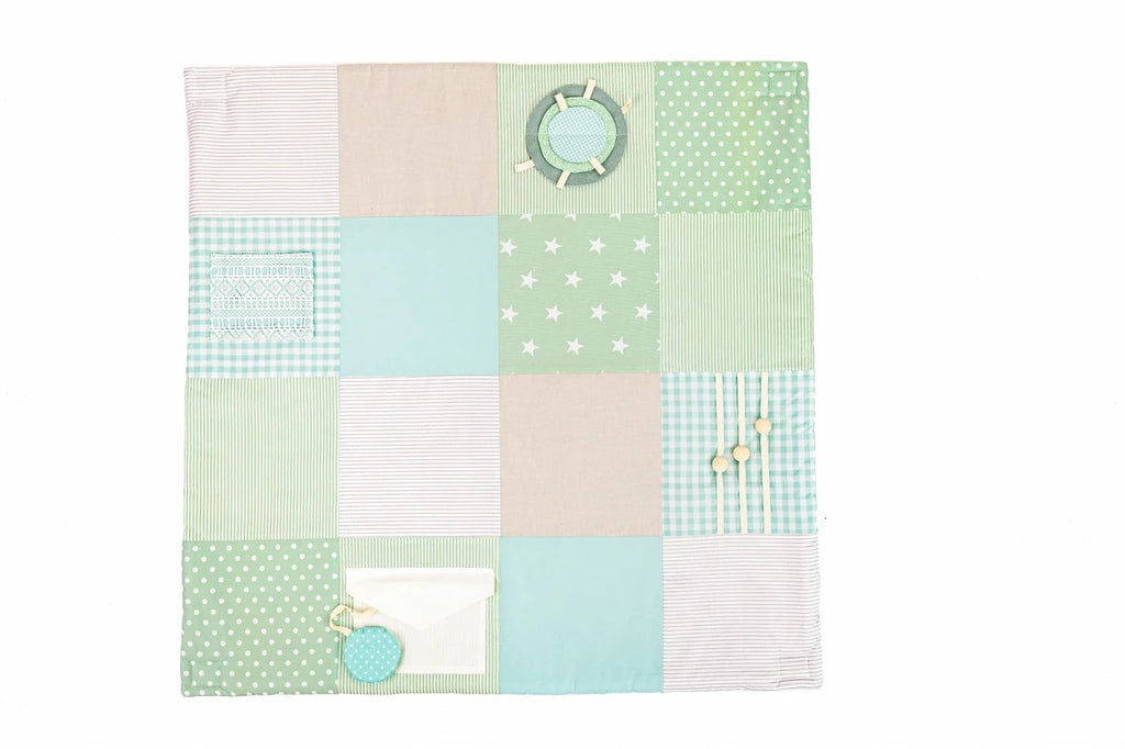 GOTS Organic Activity Mat & Arches 100×100 cm for Babies (0–18m) - Mint Green - Tiny Tugz™