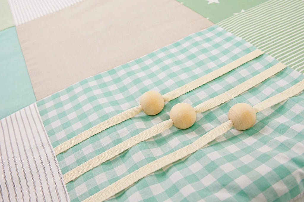 GOTS Organic Activity Mat & Arches 100×100 cm for Babies (0–18m) - Mint Green - Tiny Tugz™