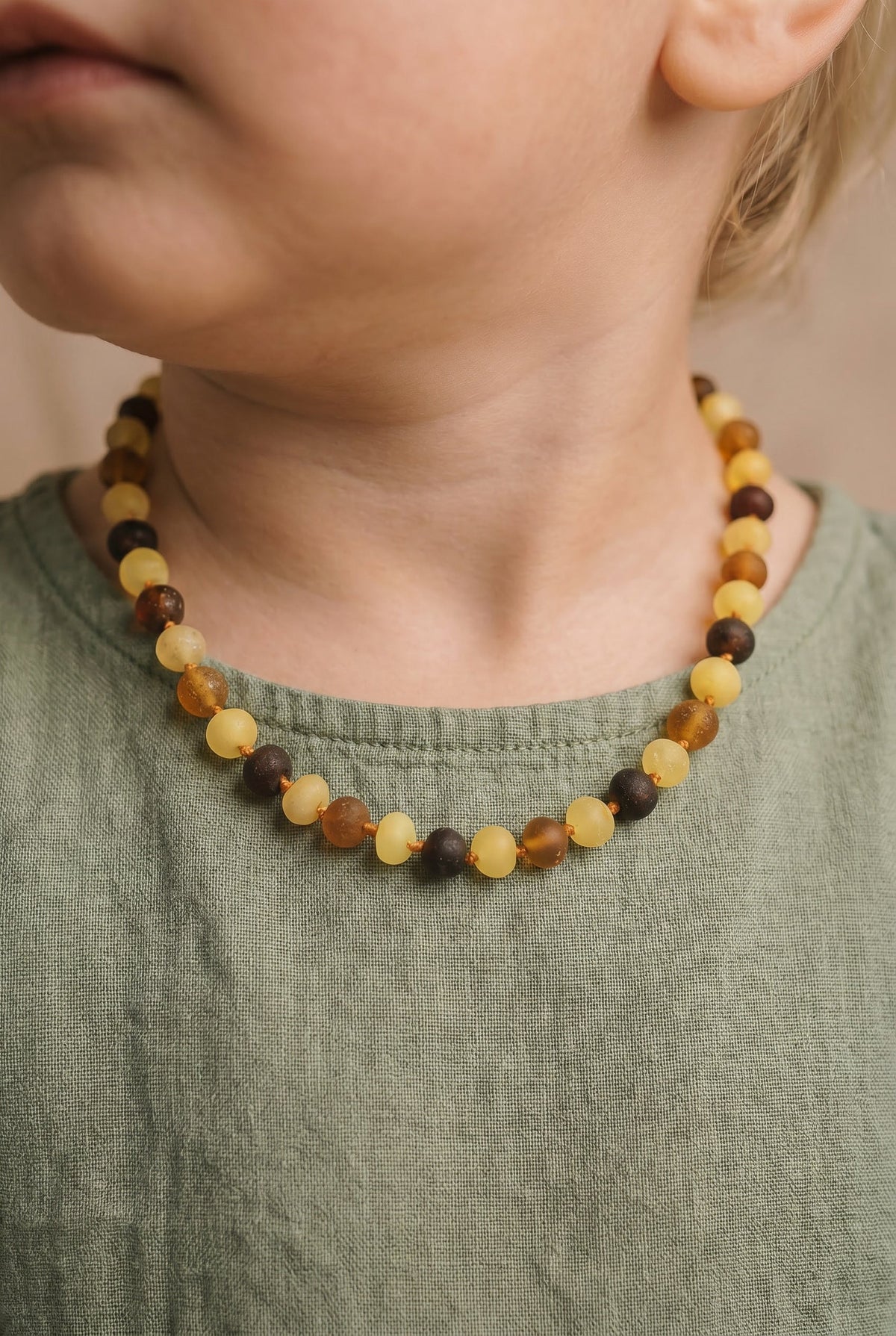 Baby/Child - Amber Necklace - Raw Round Beads - 33cm - 4 Colors