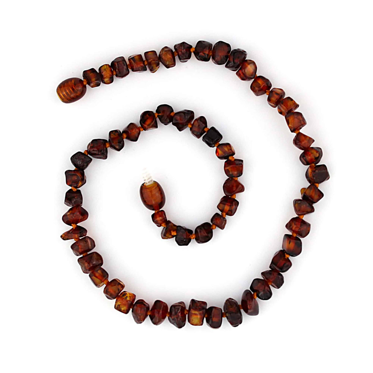 Baby/Child - Amber Necklace - Flattened Polished Beads - 33cm - Brown