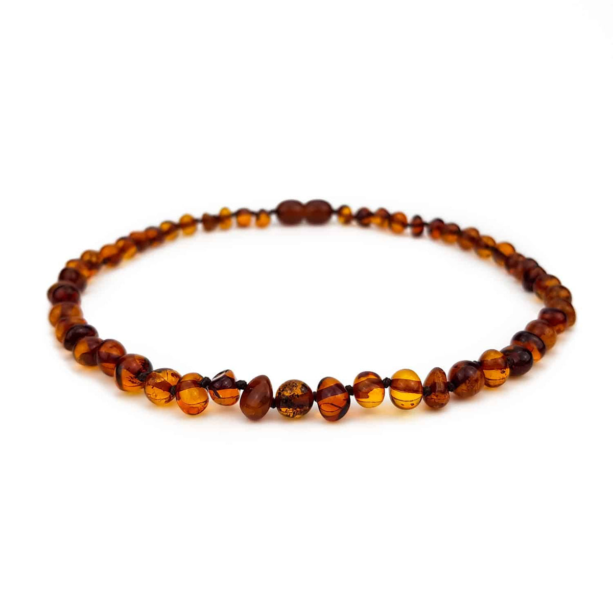 Children's Necklace Amber - Round Beads - 36cm - Cognac