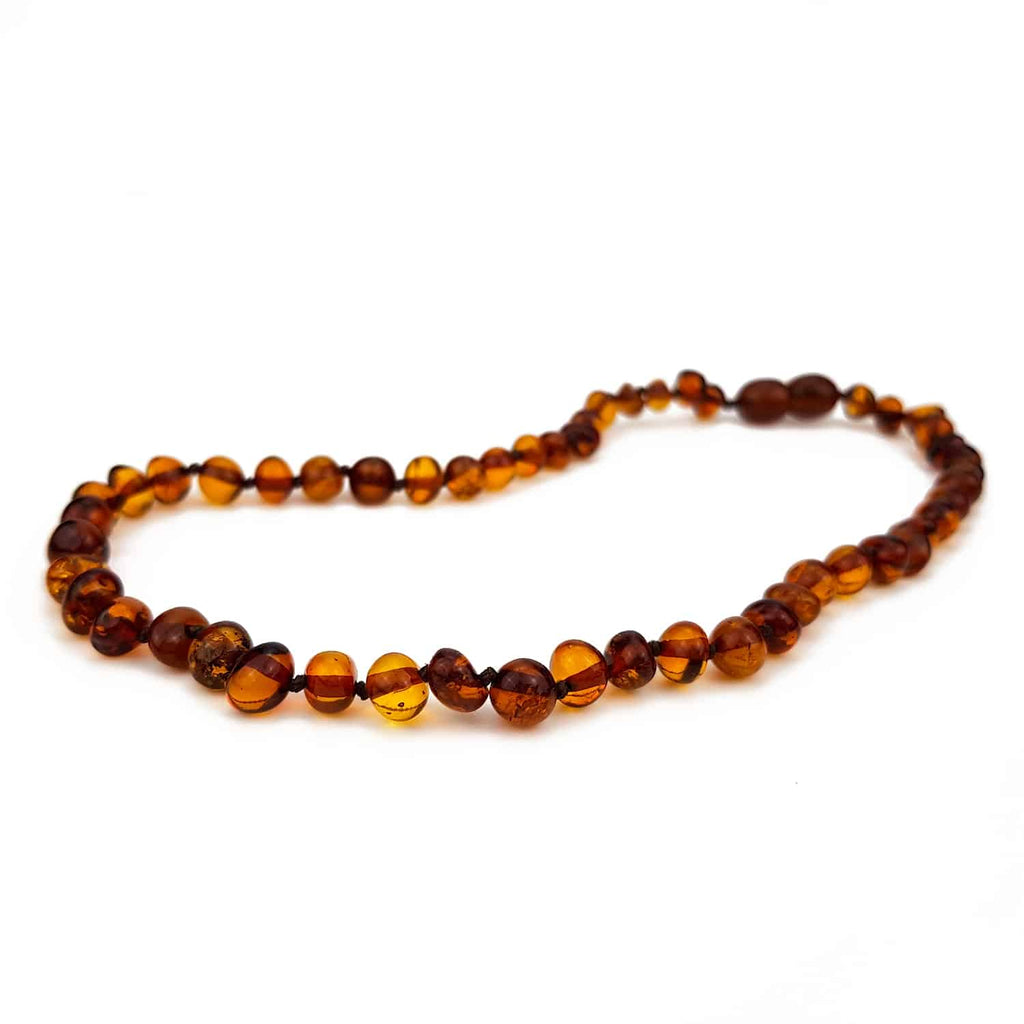 Children's Necklace Amber - Round Beads - 36cm - Cognac