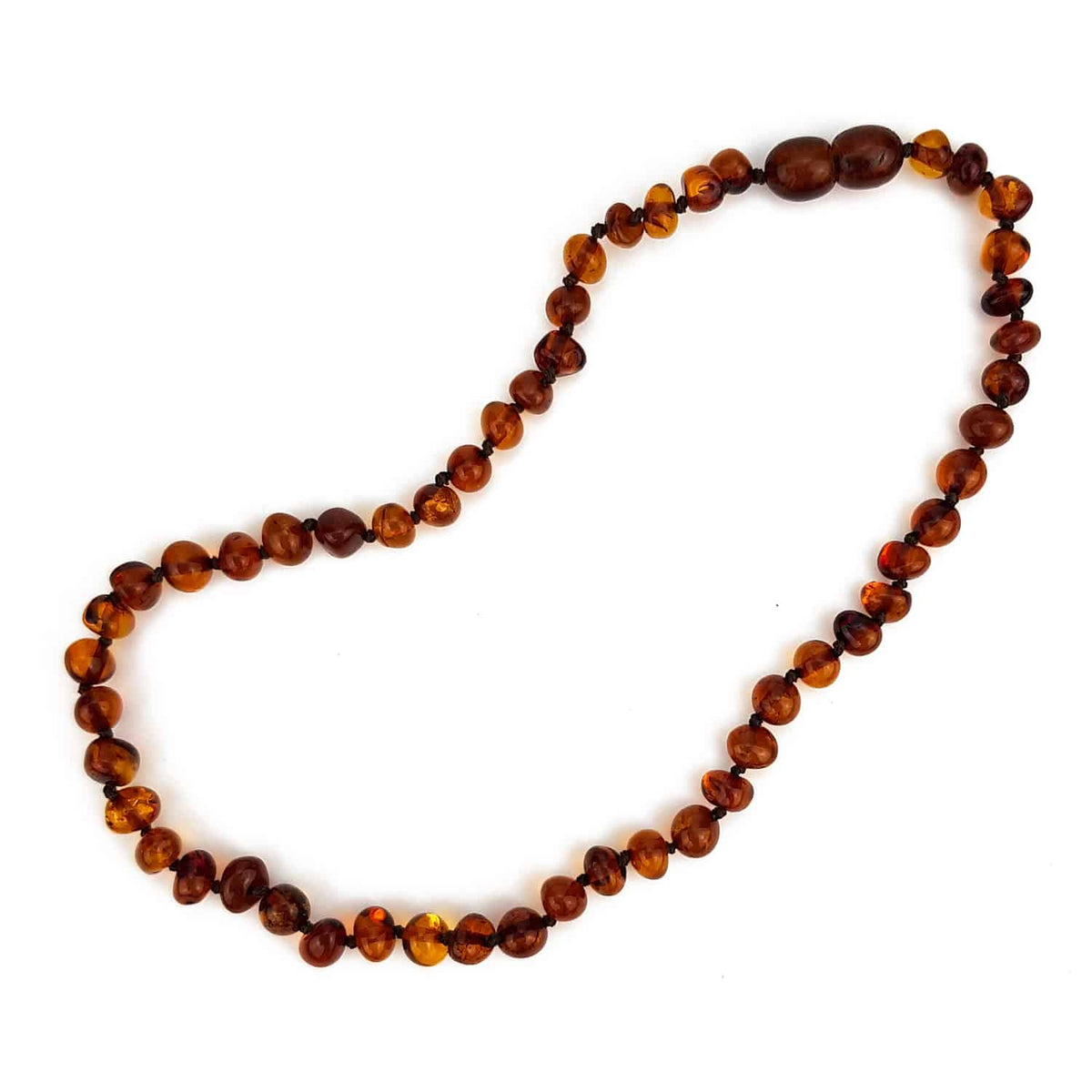 Baby/Child - Amber Necklace - Round Beads - 33cm - Cognac