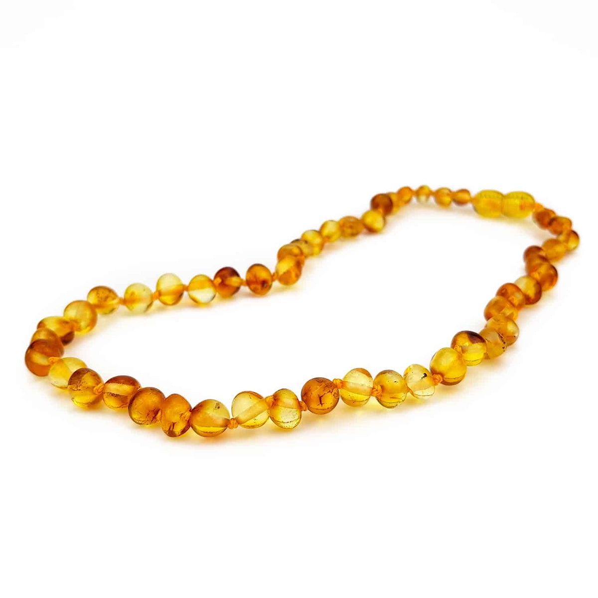 Baby/Child - Amber Necklace - Honey - Polished Round Beads - 33cm