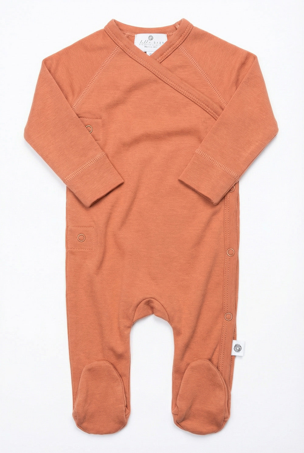 Wool Baby Footed Suit - Merino Wool - Coral Gold