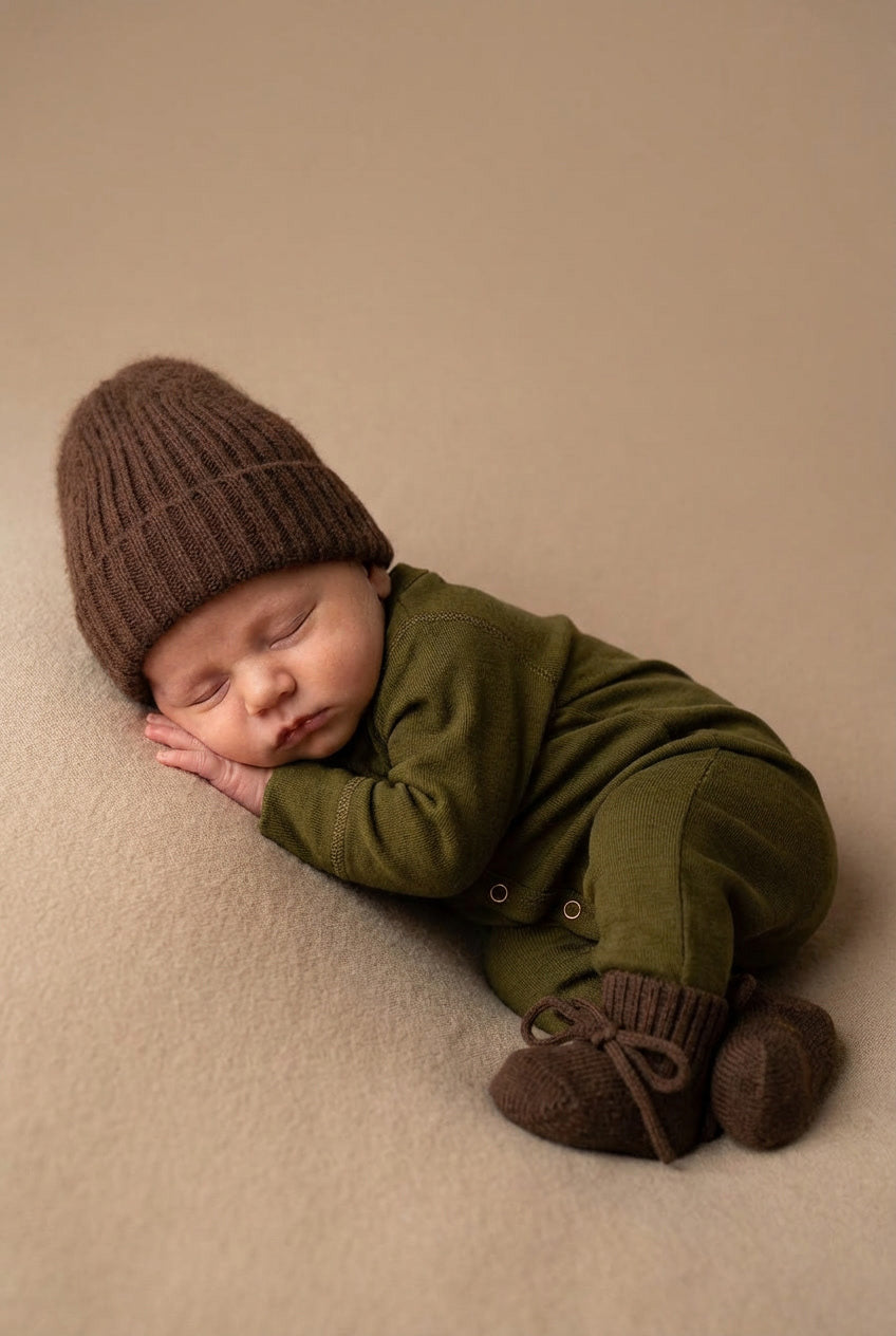 Wool Baby Playsuit - Merino Wool - Fir Green