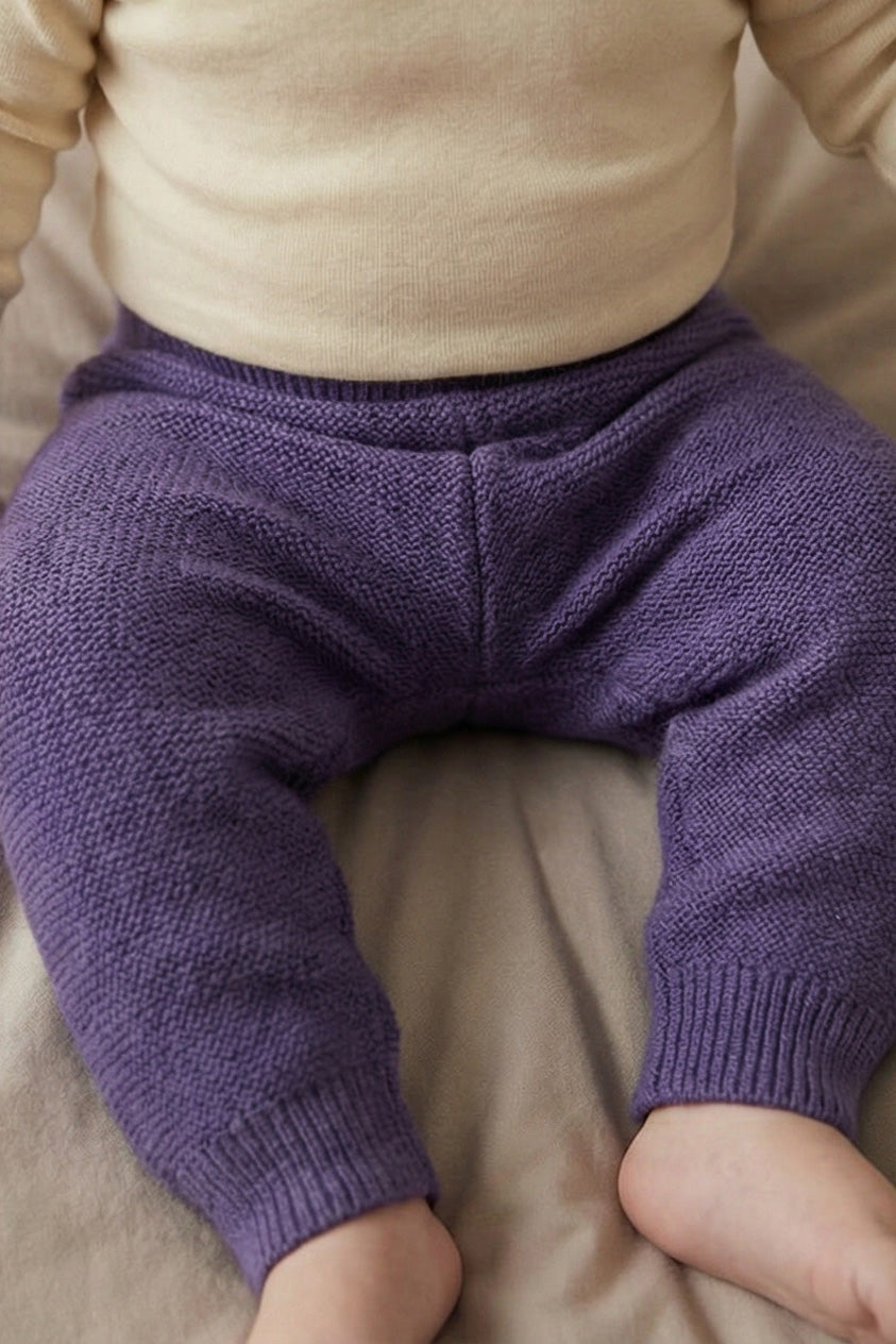 Knitted Merino Wool Baby Pants - Violet