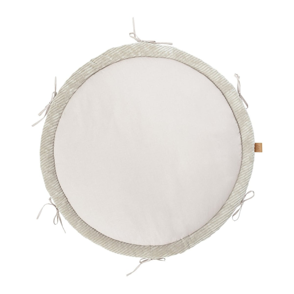 Baby Cocoon with Braided Protective Bumper & Play Mat — Velvet Corduroy (Ecru) - Tiny Tugz™
