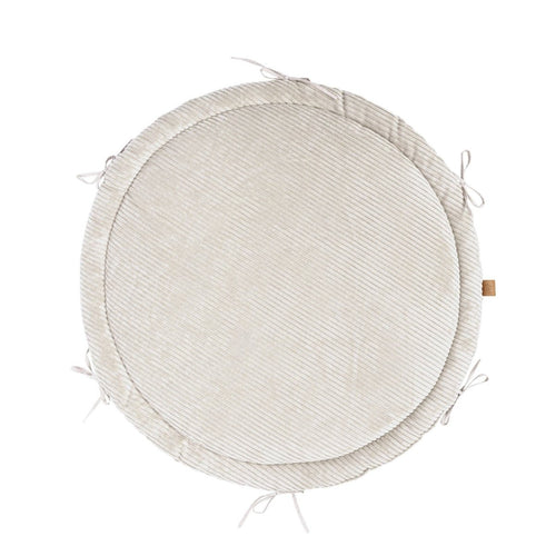 Baby Cocoon with Braided Protective Bumper & Play Mat — Velvet Corduroy (Ecru) - Tiny Tugz™