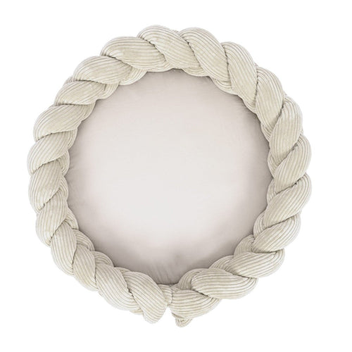 Baby Cocoon with Braided Protective Bumper & Play Mat — Velvet Corduroy (Ecru) - Tiny Tugz™