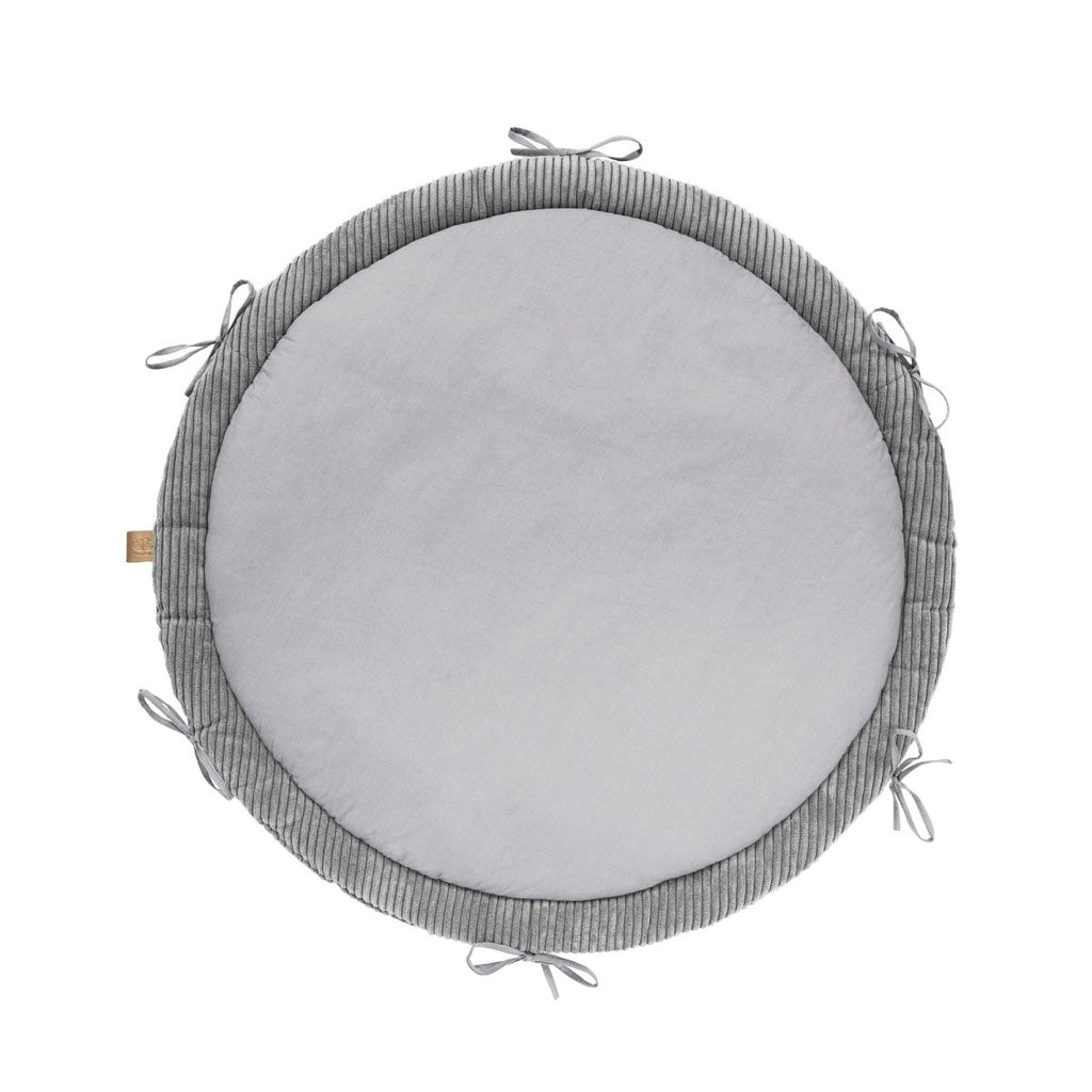 Baby Cocoon with Braided Protective Bumper & Play Mat — Velvet Corduroy (Grey) - Tiny Tugz™