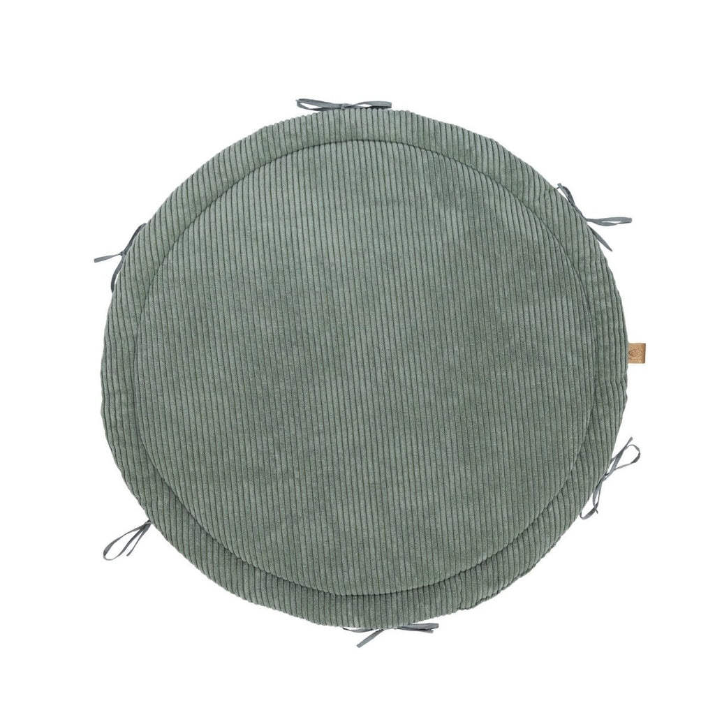 Baby Cocoon with Braided Protective Bumper & Play Mat — Velvet Corduroy (Olive Green) - Tiny Tugz™