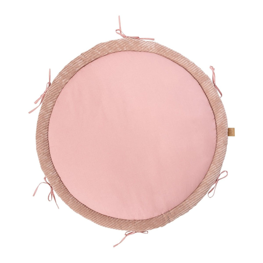 Baby Cocoon with Braided Protective Bumper & Play Mat — Velvet Corduroy (Powder Pink) - Tiny Tugz™