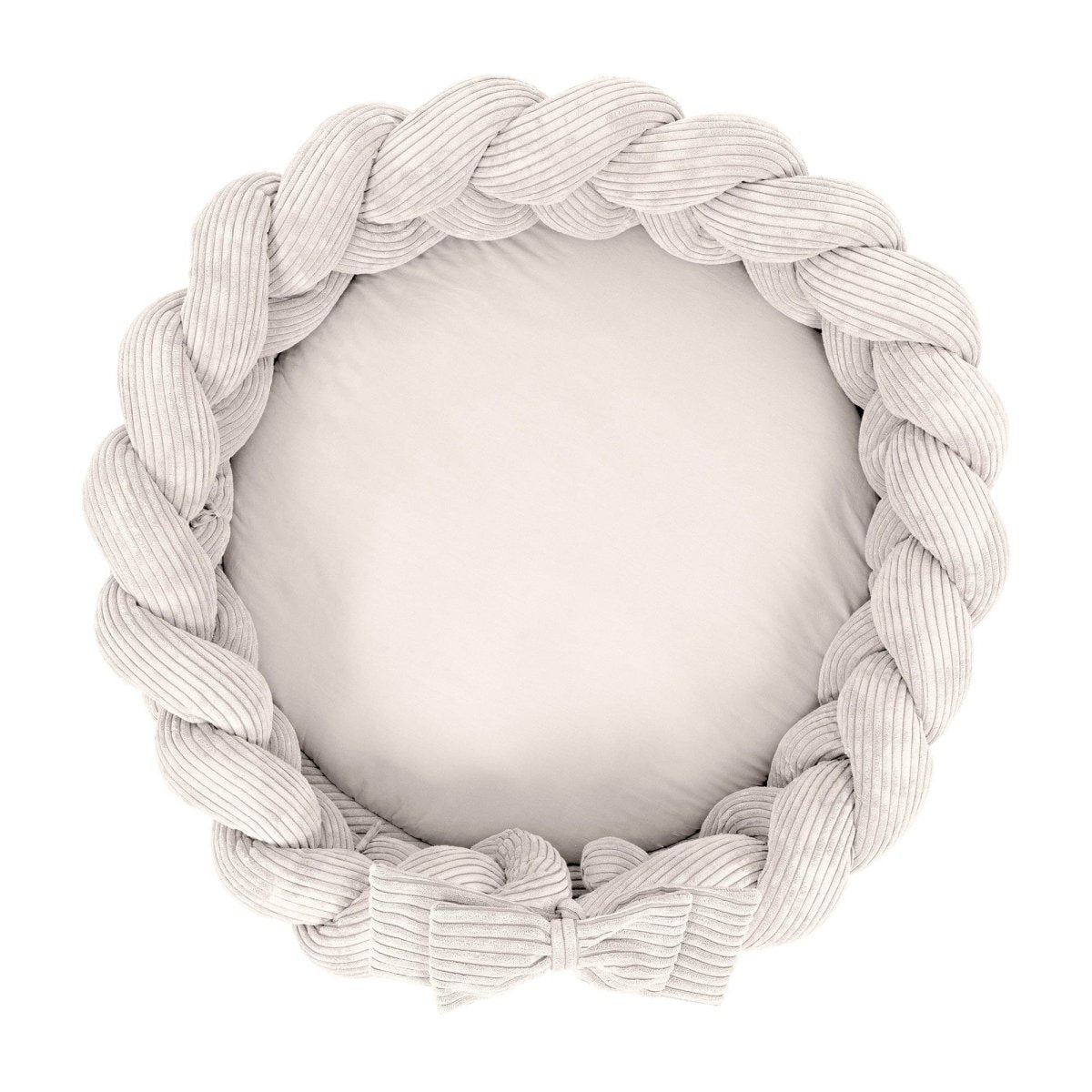 Baby Cocoon with Braided Protective Bumper & Play Mat — Velvet Corduroy (Vanilla) - Tiny Tugz™