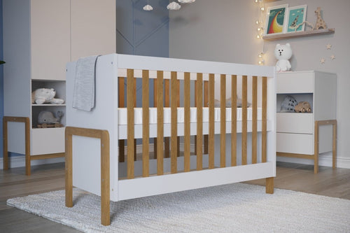Baby Cot Victor 120x60 - Adjustable Height, Solid Oak Slats - Tiny Tugz™