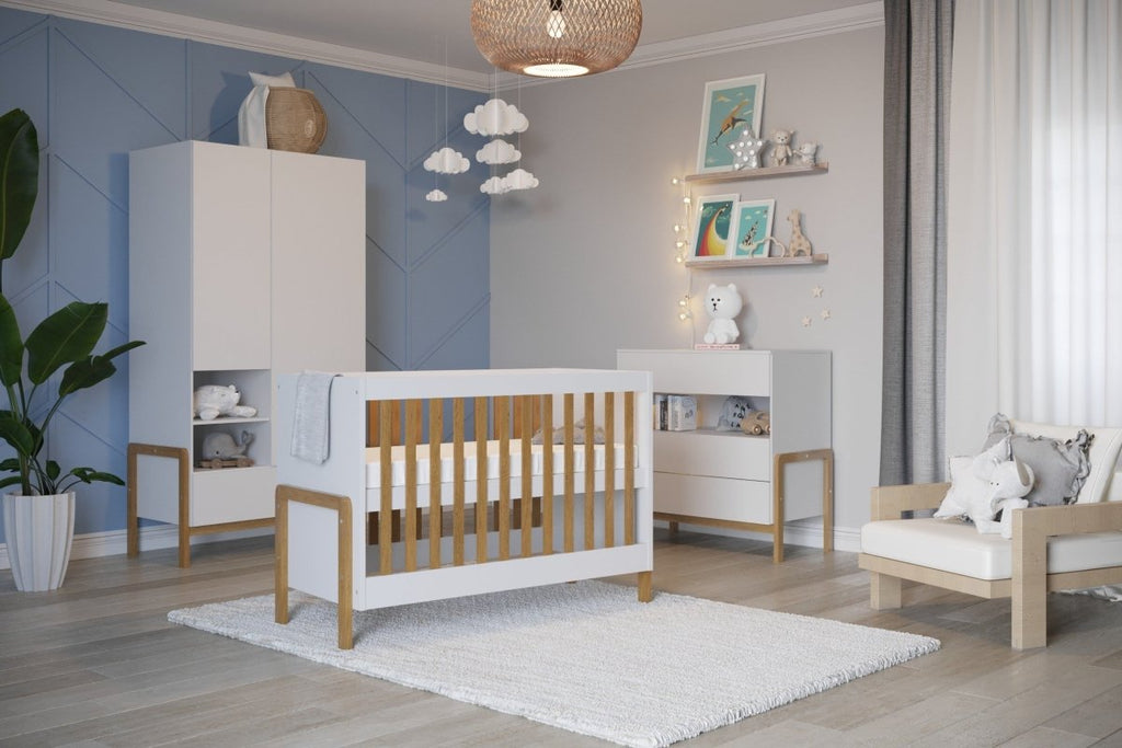 Baby Cot Victor 120x60 - Adjustable Height, Solid Oak Slats - Tiny Tugz™