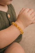 Baby/Child - Amber Bracelet - Round Beads - Polished - 14cm - Lemon