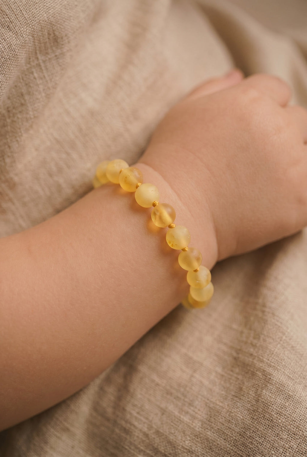 Baby/Child - Amber Bracelet - Round Raw Beads - 14cm - Lemon