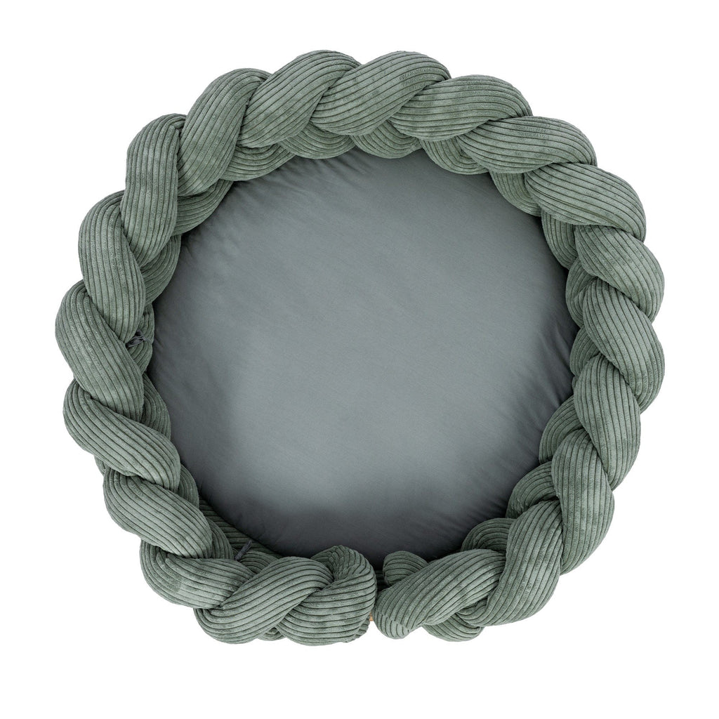 Baby Nest & Play Mat With Crib Bumper Braid - Olive Green