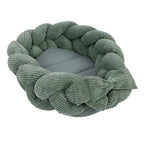 Baby Nest With Braided Bumper - Olive Green