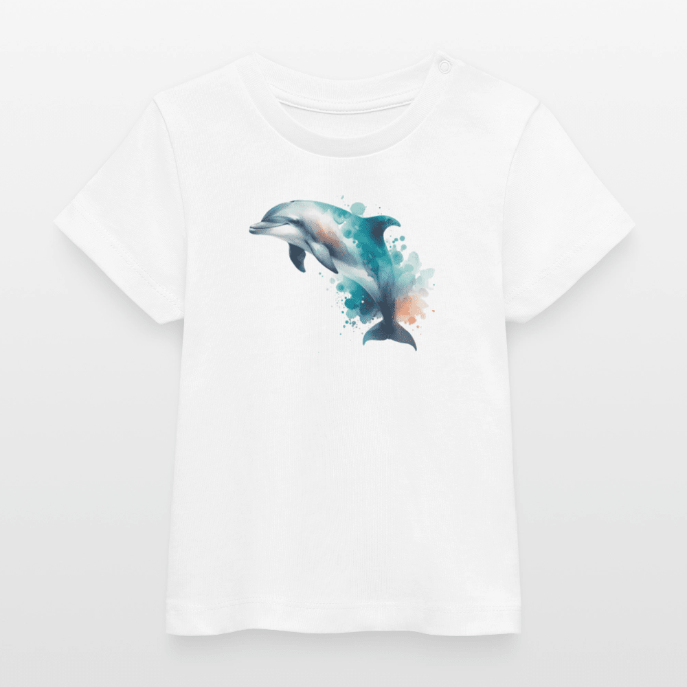 Baby Organic Cotton T-shirt (Dolphin Watercolour Art) - Tiny Tugz™