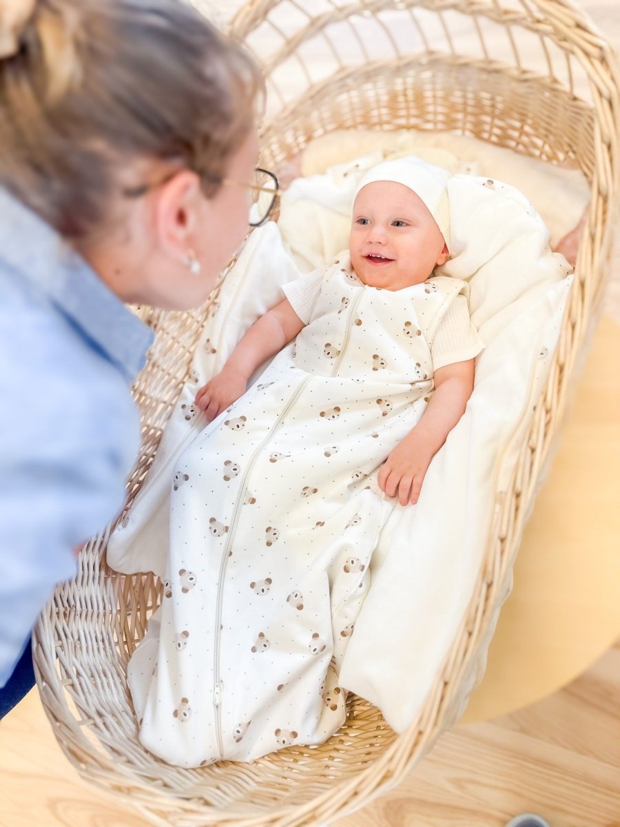 Baby Sleeping Bag 2.5 TOG (Warm) – Beige / White, 6–24 Months - Tiny Tugz™