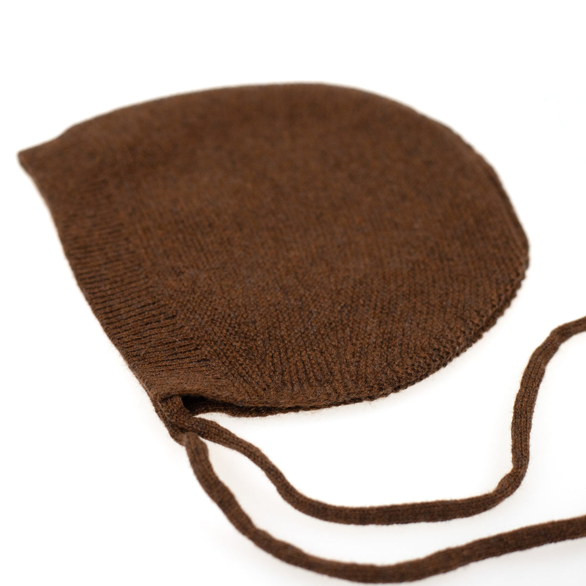 Knitted Wool Baby Bow Hat - Merino Wool - Brunette
