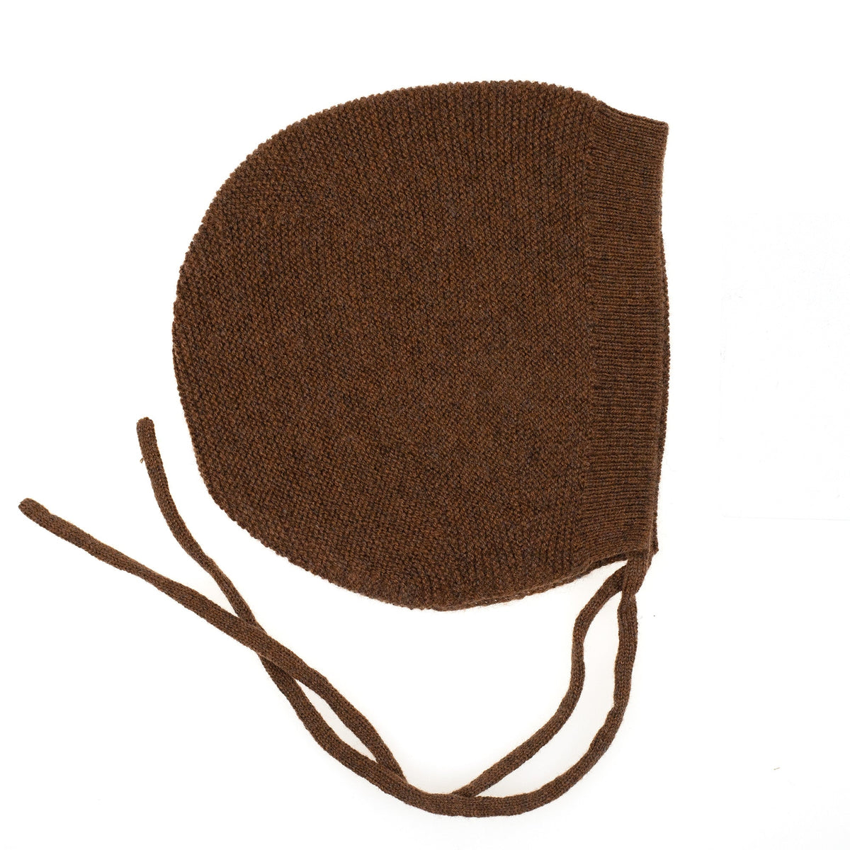 Knitted Wool Baby Bow Hat - Merino Wool - Brunette