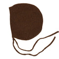 Knitted Wool Baby Bow Hat - Merino Wool - Brunette