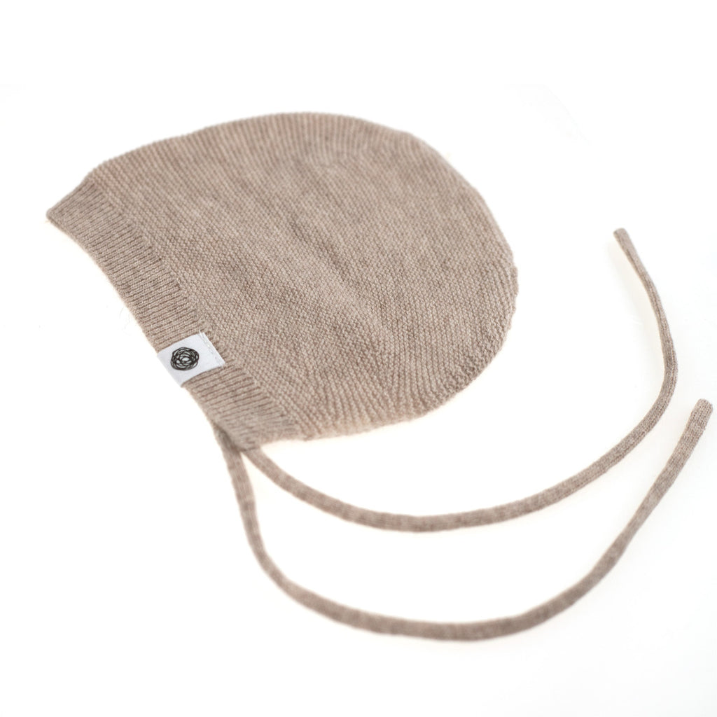 Knitted Wool Baby Bow Hat - Merino Wool - Cobble